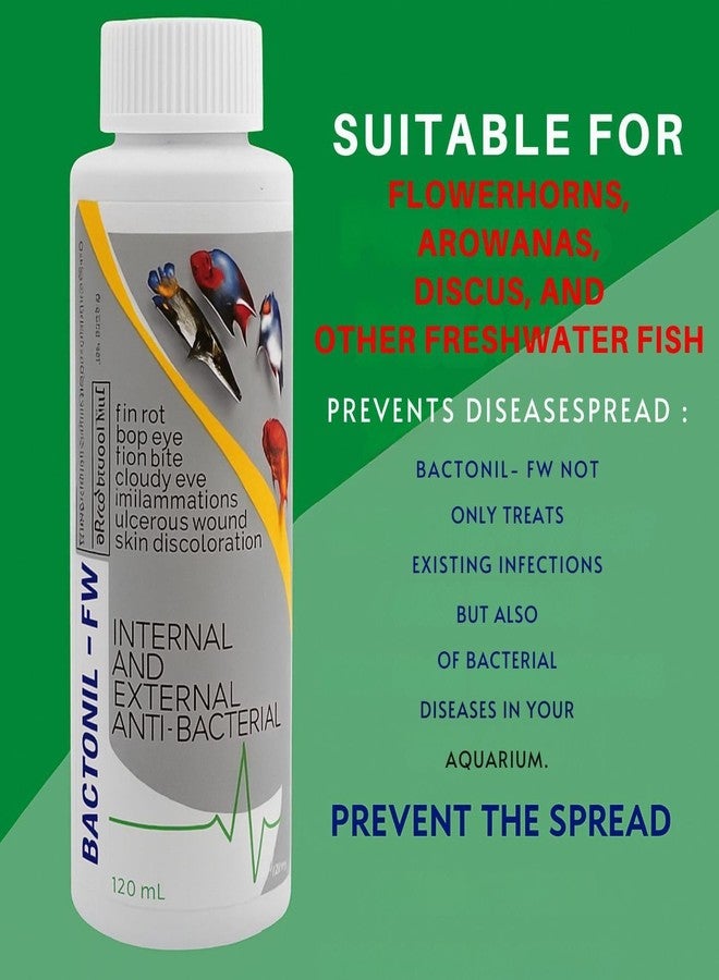 VAYINATO Aquatic Remedies Bactonil-FW 120ml | Freshwater Anti-Bacterial Solution for Aquarium Fish | Treats Fin Rot, Pop Eye, Mouth Fungus & Skin Issues | for Flowerhorn, Arowana, Discus & Other Fish - Image 5